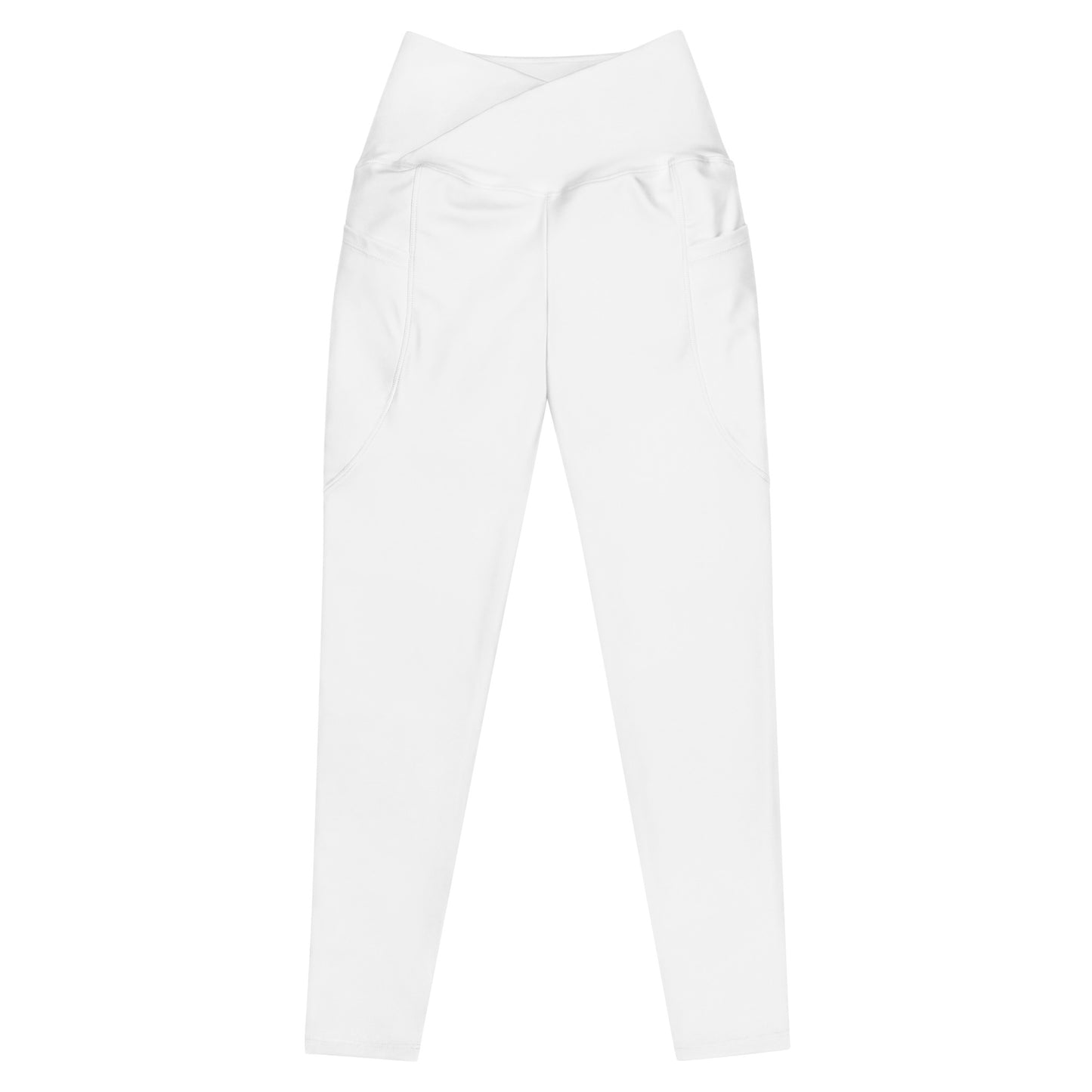 Snooty Fox Art Crossover Leggings with Pockets - AMOR White