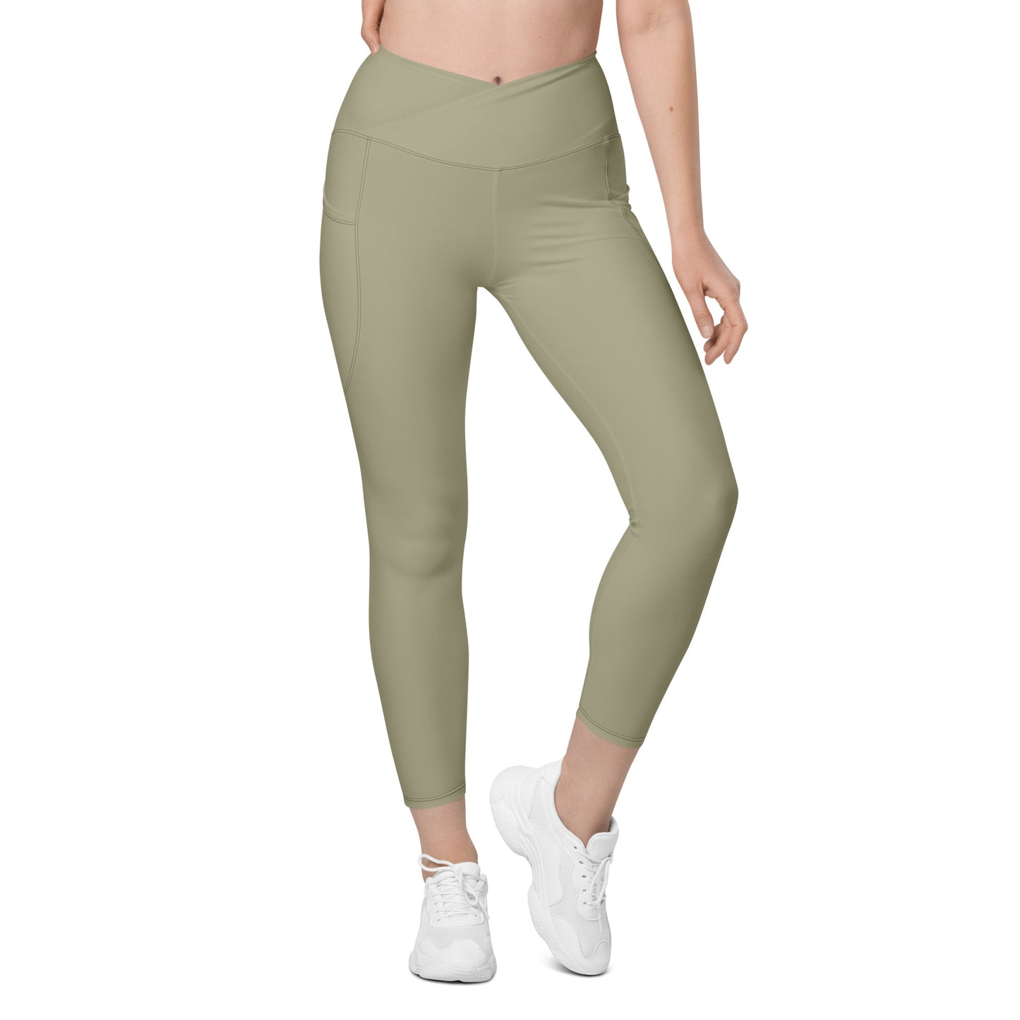 Snooty Fox Art Crossover Leggings with Pockets - AMOR Leak Green
