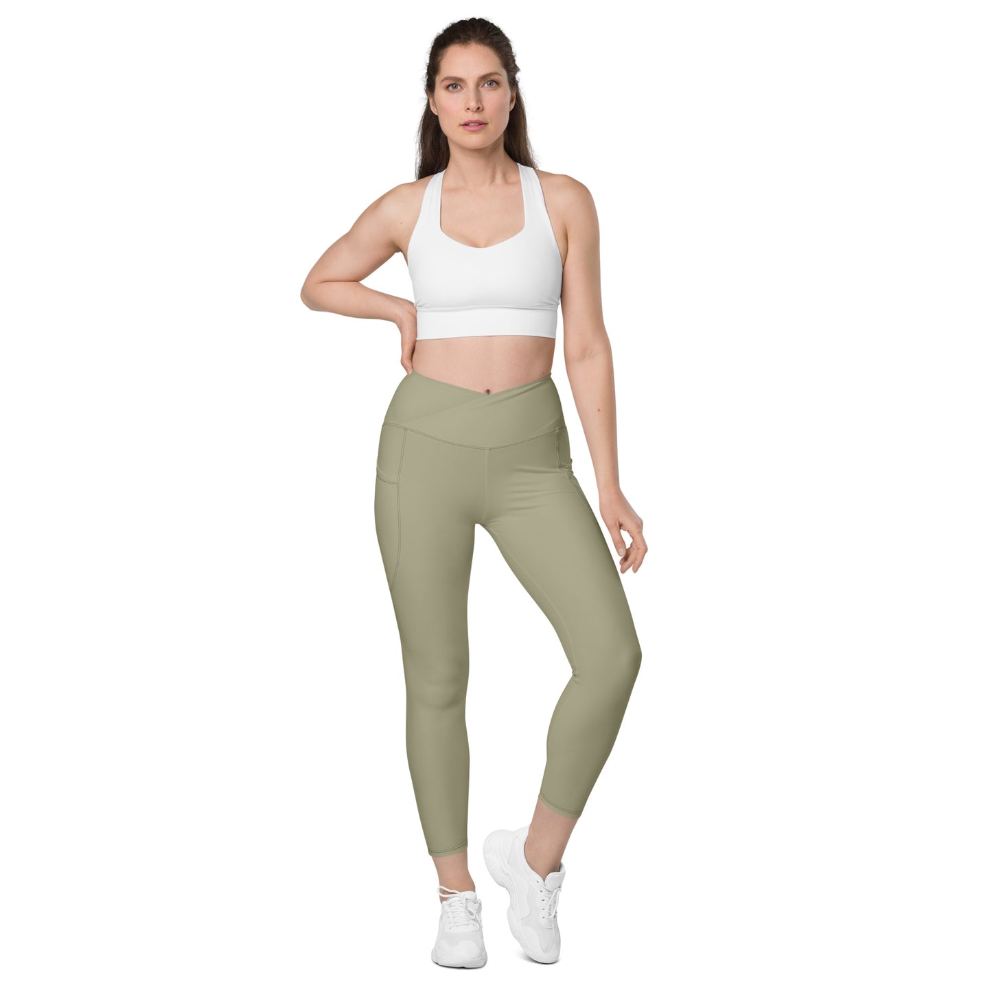 Snooty Fox Art Crossover Leggings with Pockets - AMOR Leak Green