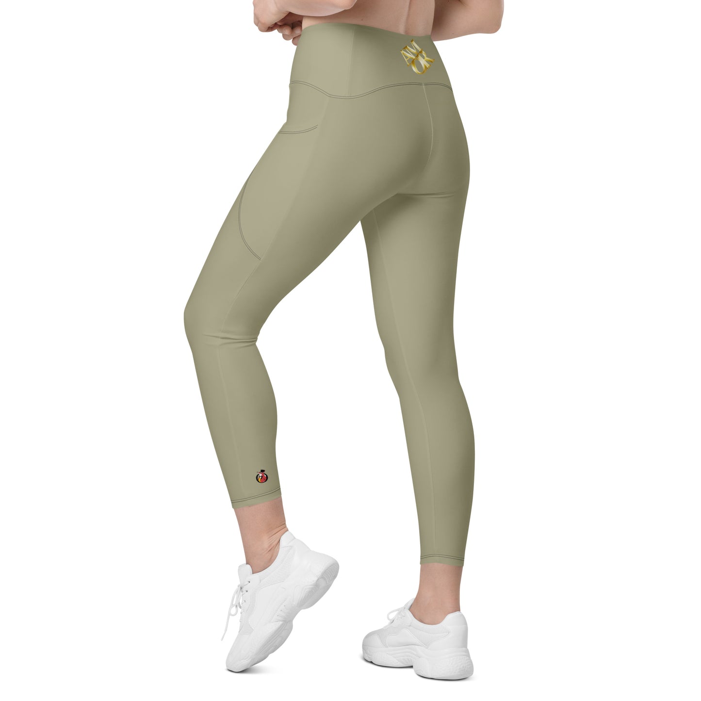 Snooty Fox Art Crossover Leggings with Pockets - AMOR Leak Green