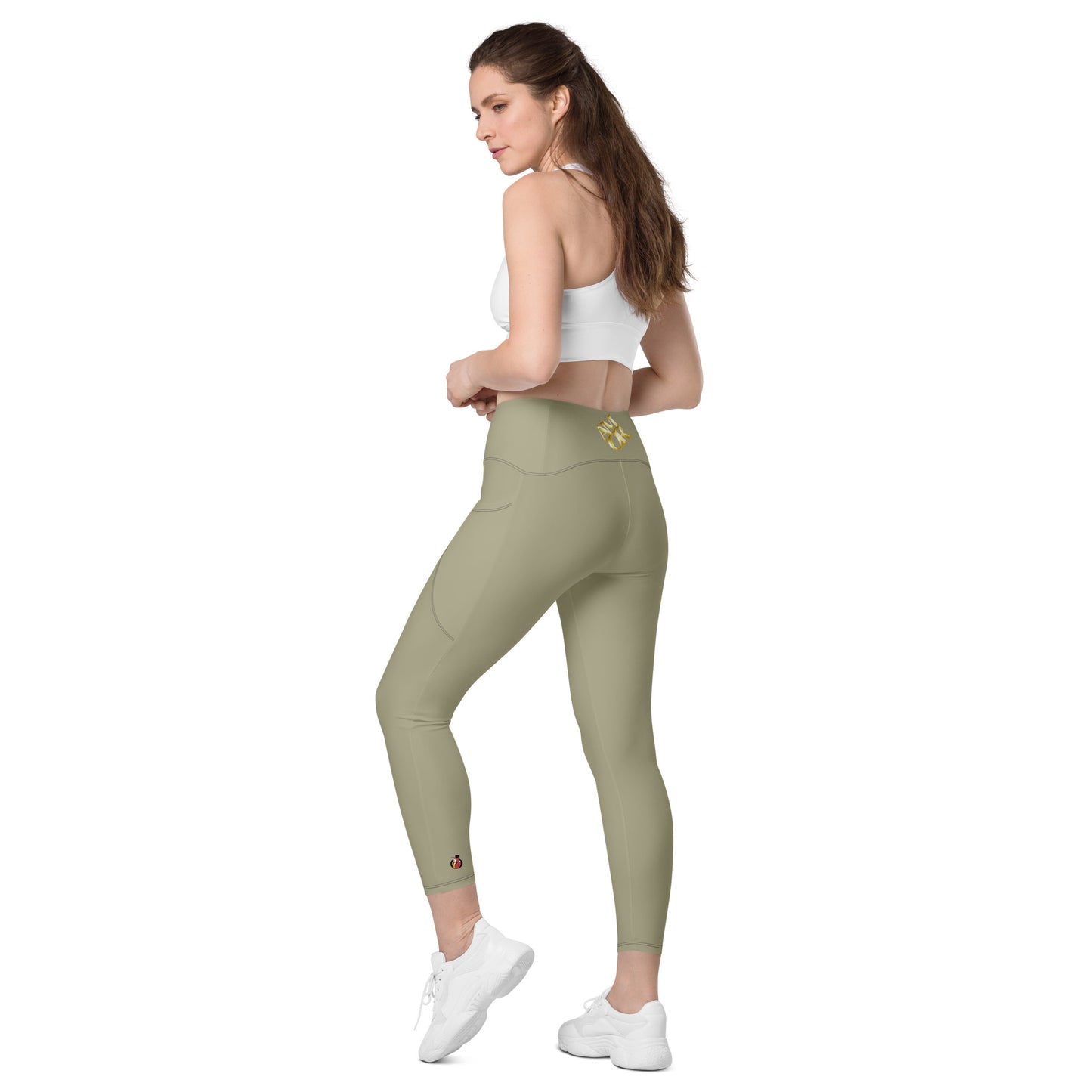 Snooty Fox Art Crossover Leggings with Pockets - AMOR Leak Green