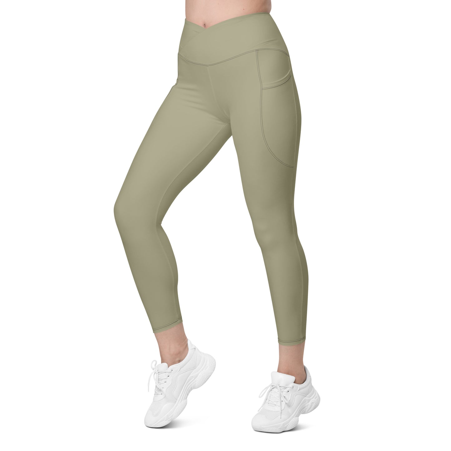 Snooty Fox Art Crossover Leggings with Pockets - AMOR Leak Green
