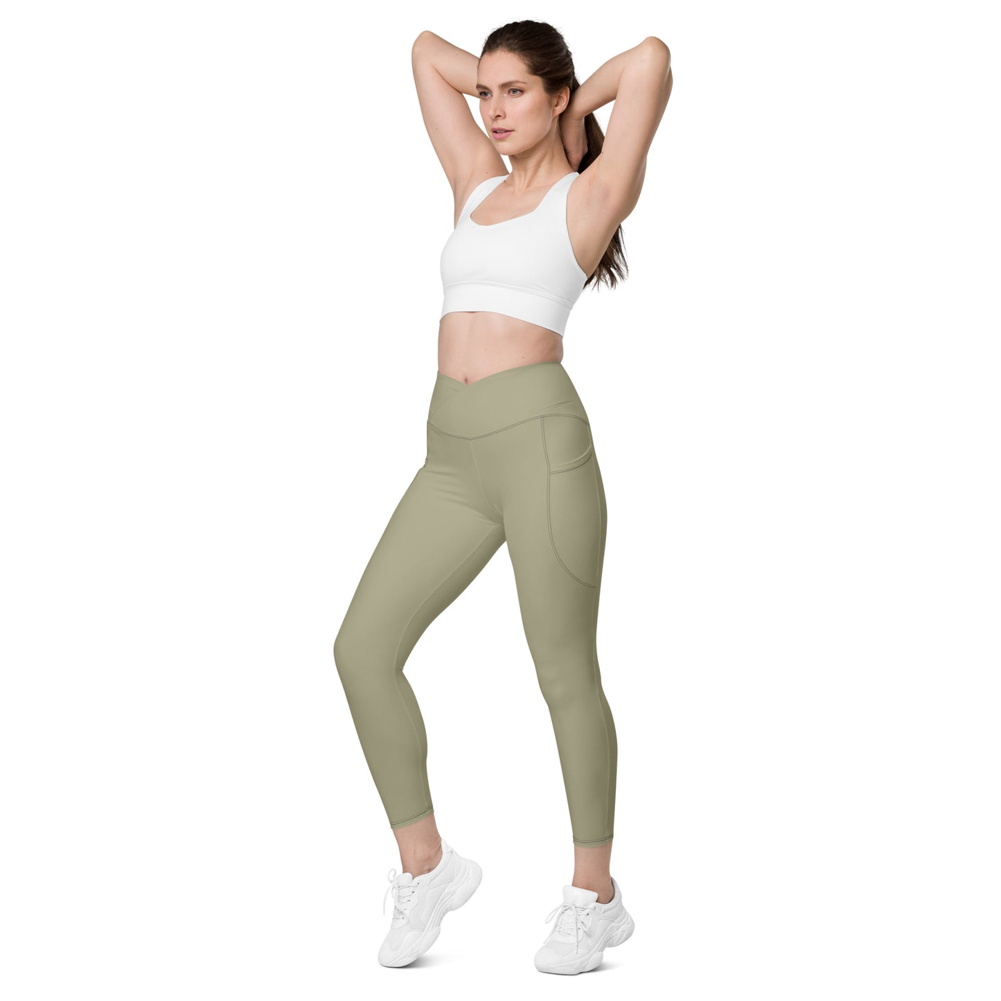Snooty Fox Art Crossover Leggings with Pockets - AMOR Leak Green