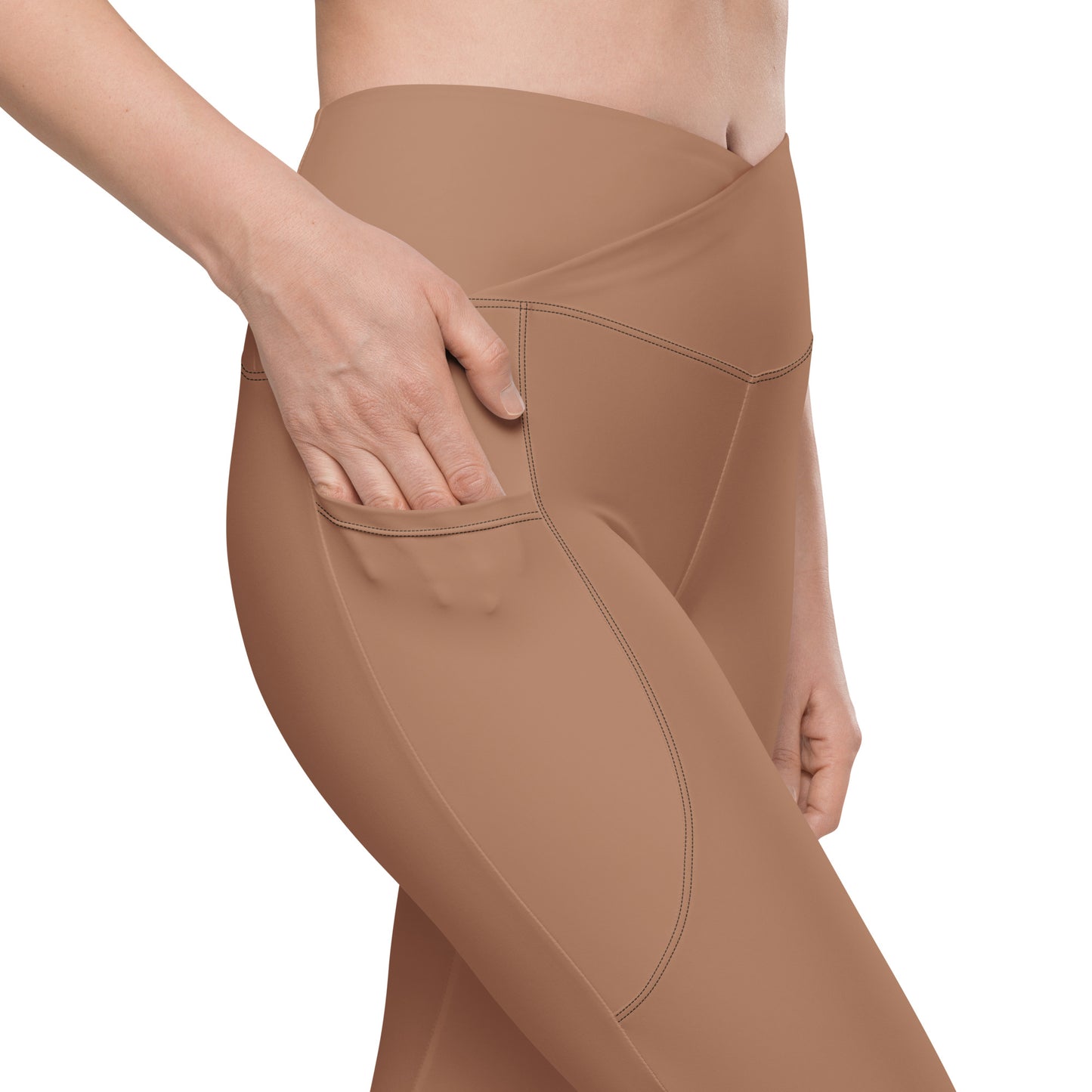 Crossover Leggings with Pockets - AMOR Macchiato