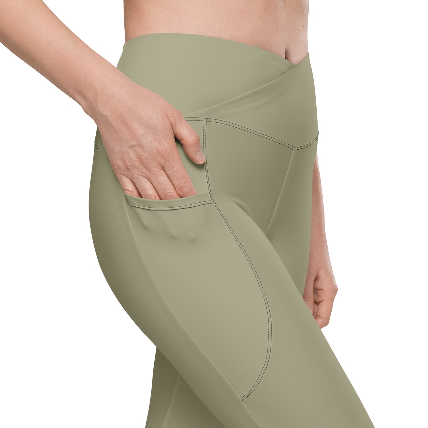Snooty Fox Art Crossover Leggings with Pockets - AMOR Leak Green