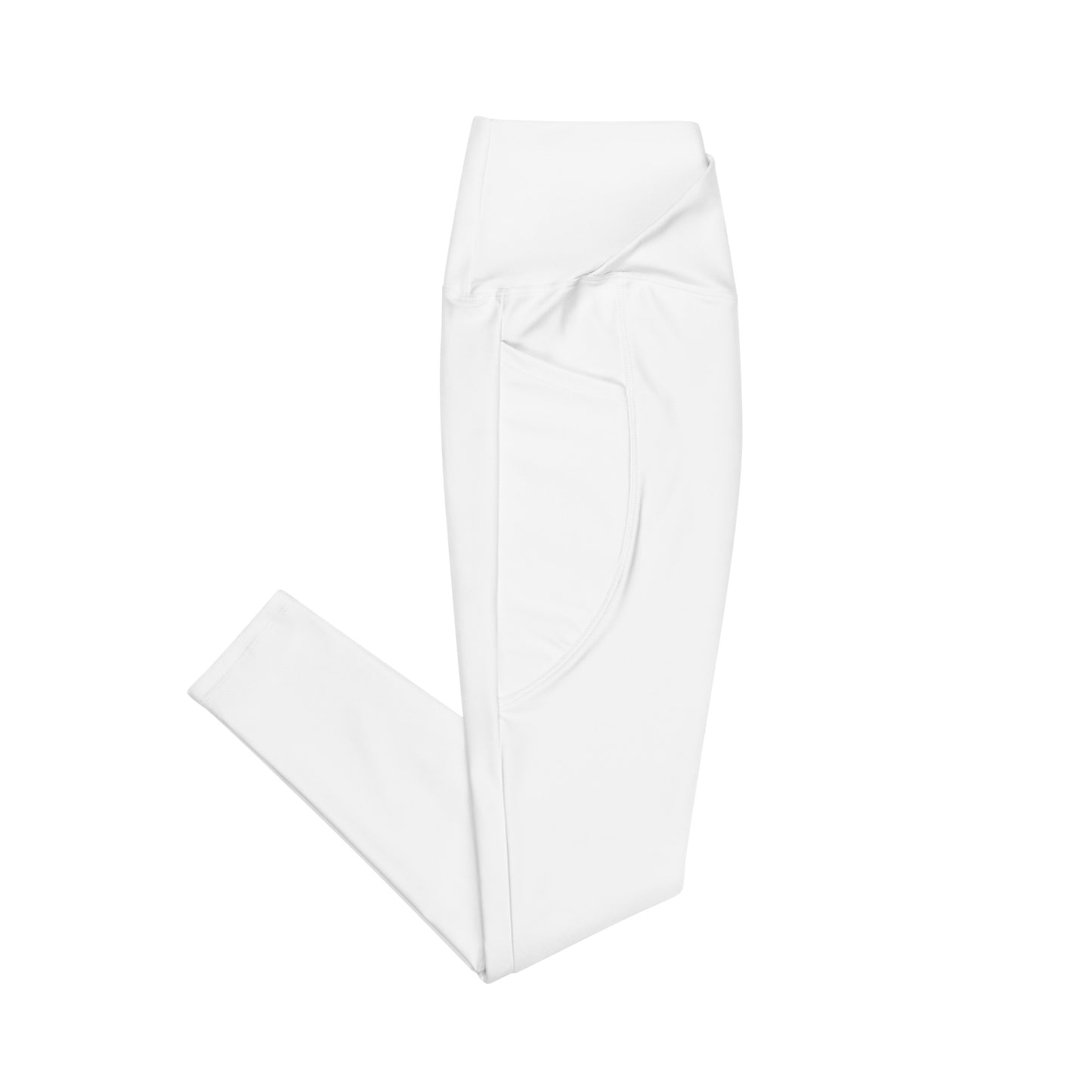 Snooty Fox Art Crossover Leggings with Pockets - AMOR White