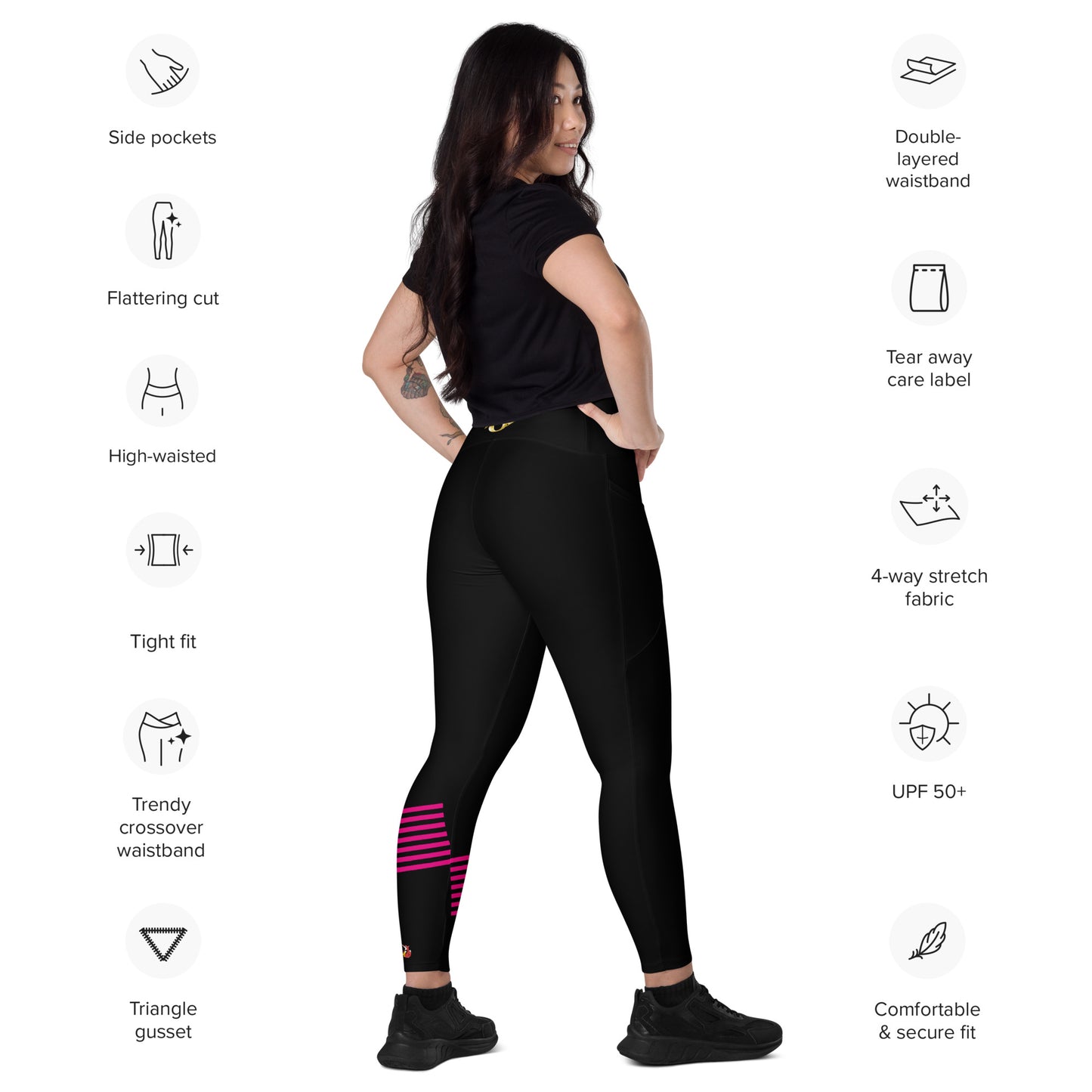 Snooty Fox Art Crossover Leggings with Pockets - AMOR