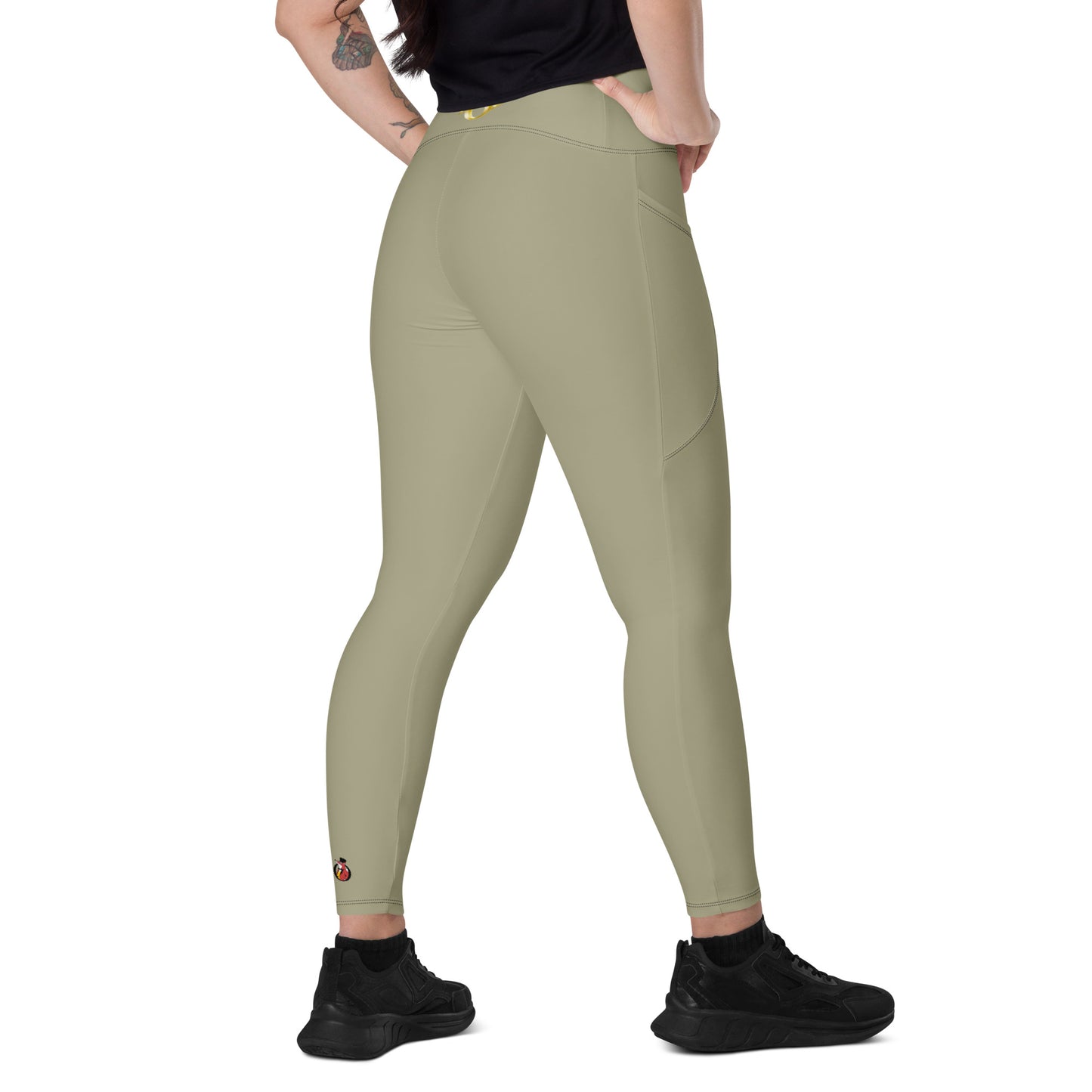 Snooty Fox Art Crossover Leggings with Pockets - AMOR Leak Green