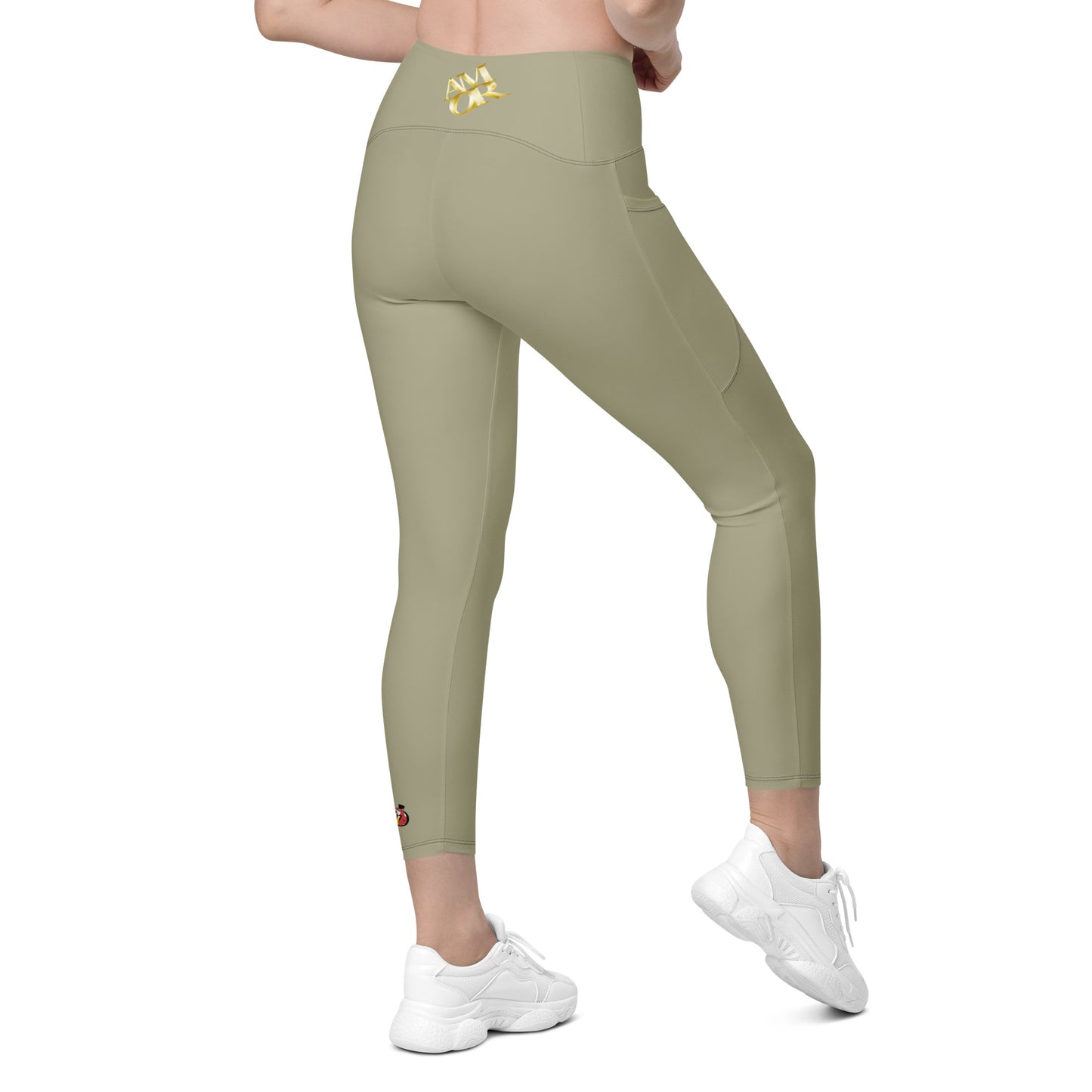 Snooty Fox Art Crossover Leggings with Pockets - AMOR Leak Green