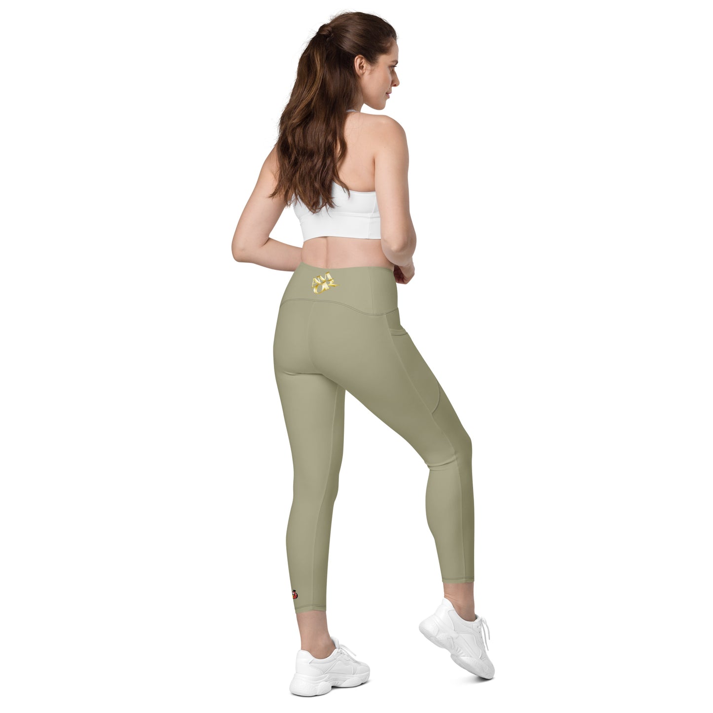 Snooty Fox Art Crossover Leggings with Pockets - AMOR Leak Green