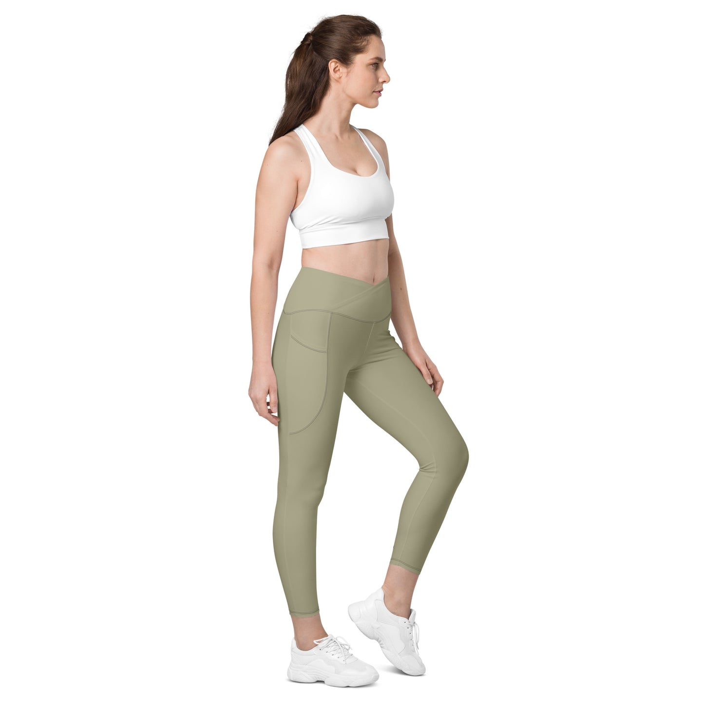 Snooty Fox Art Crossover Leggings with Pockets - AMOR Leak Green