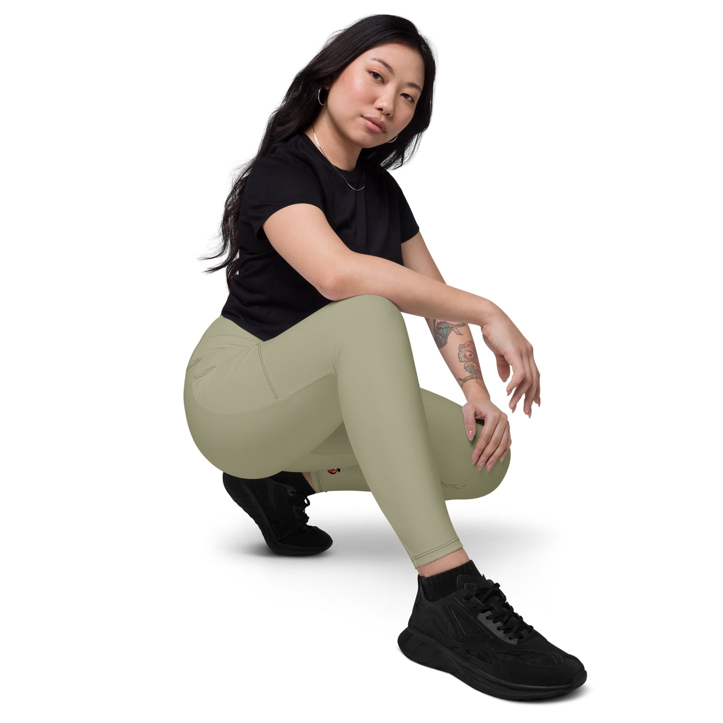 Snooty Fox Art Crossover Leggings with Pockets - AMOR Leak Green
