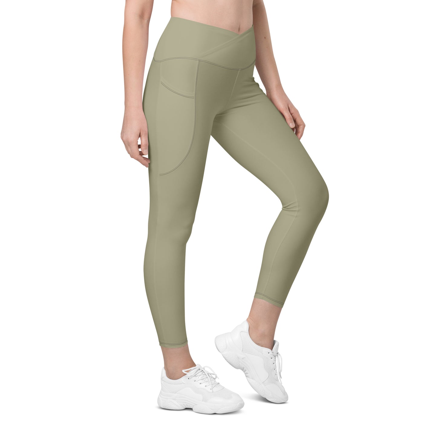 Snooty Fox Art Crossover Leggings with Pockets - AMOR Leak Green