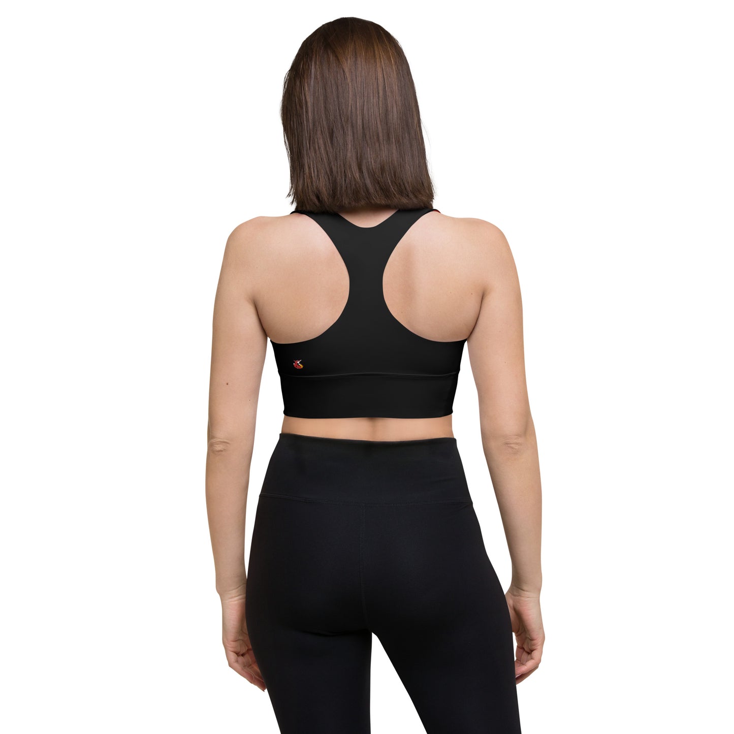 Snooty Fox Art Longline Sports Bra - Red & Gray Stripes