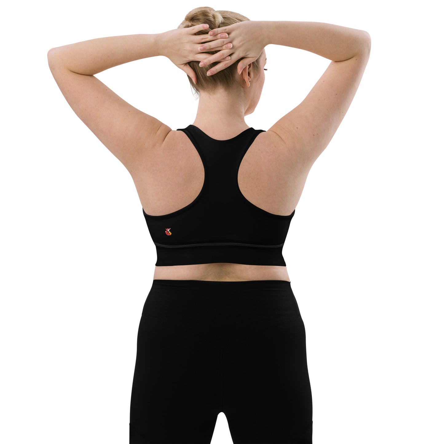 Snooty Fox Art Longline Sports Bra - Red & Gray Stripes