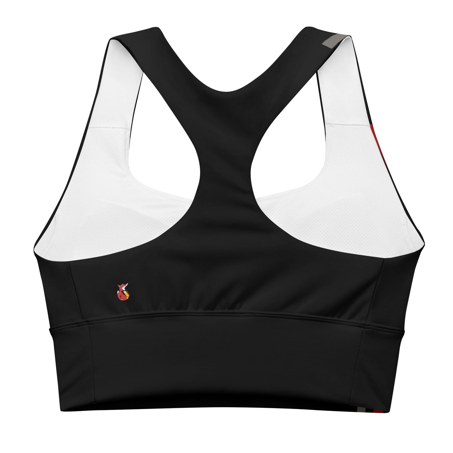 Snooty Fox Art Longline Sports Bra - Red & Gray Stripes