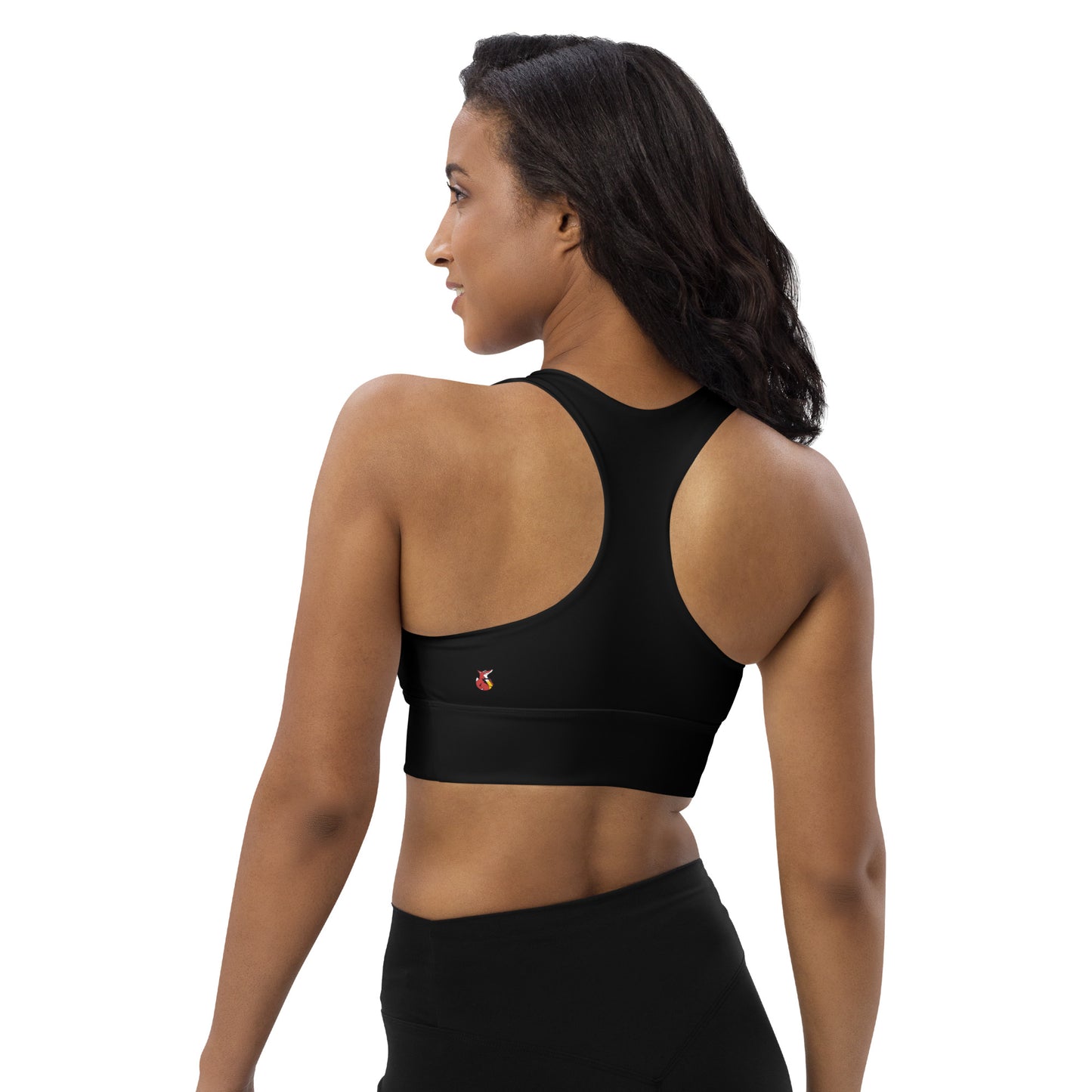 Snooty Fox Art Longline Sports Bra - Red & Gray Stripes