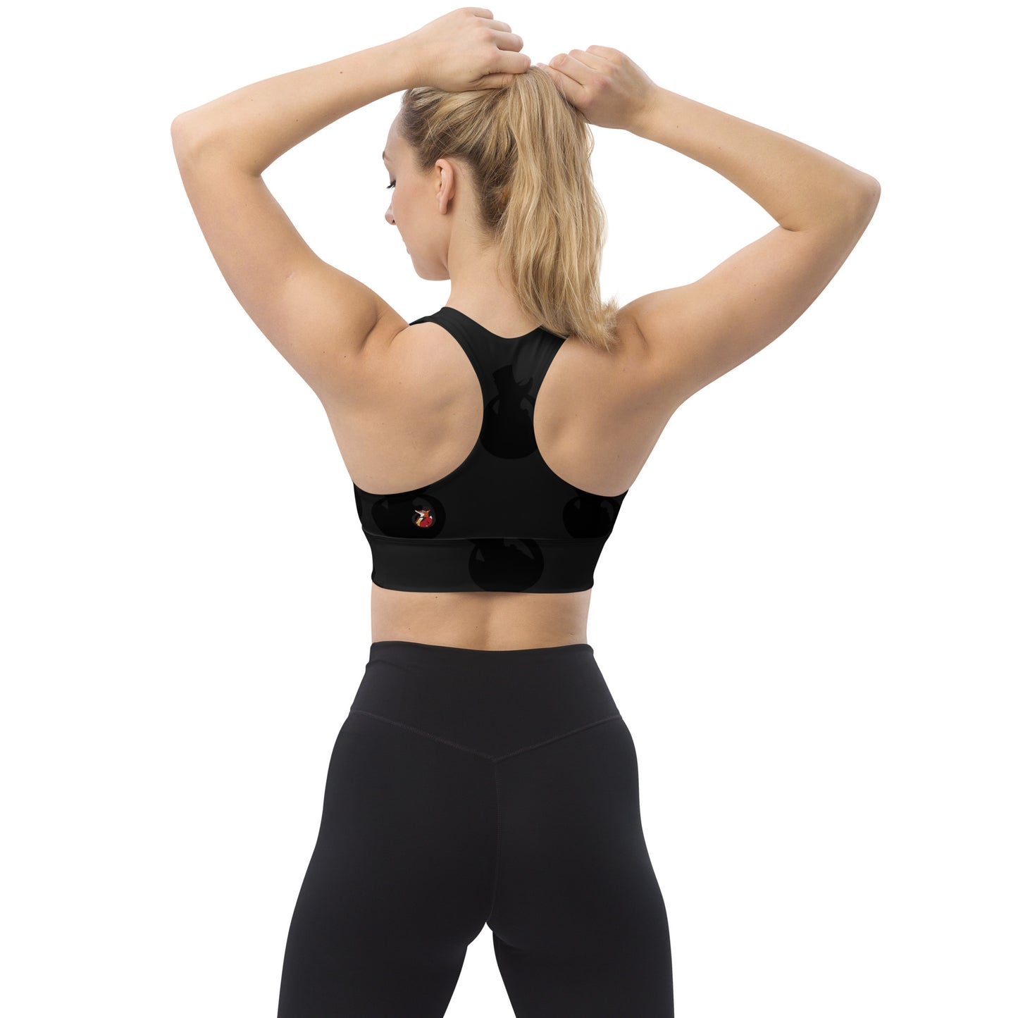 Snooty Fox Art Longline Sports Bra - SFA Logo in Black