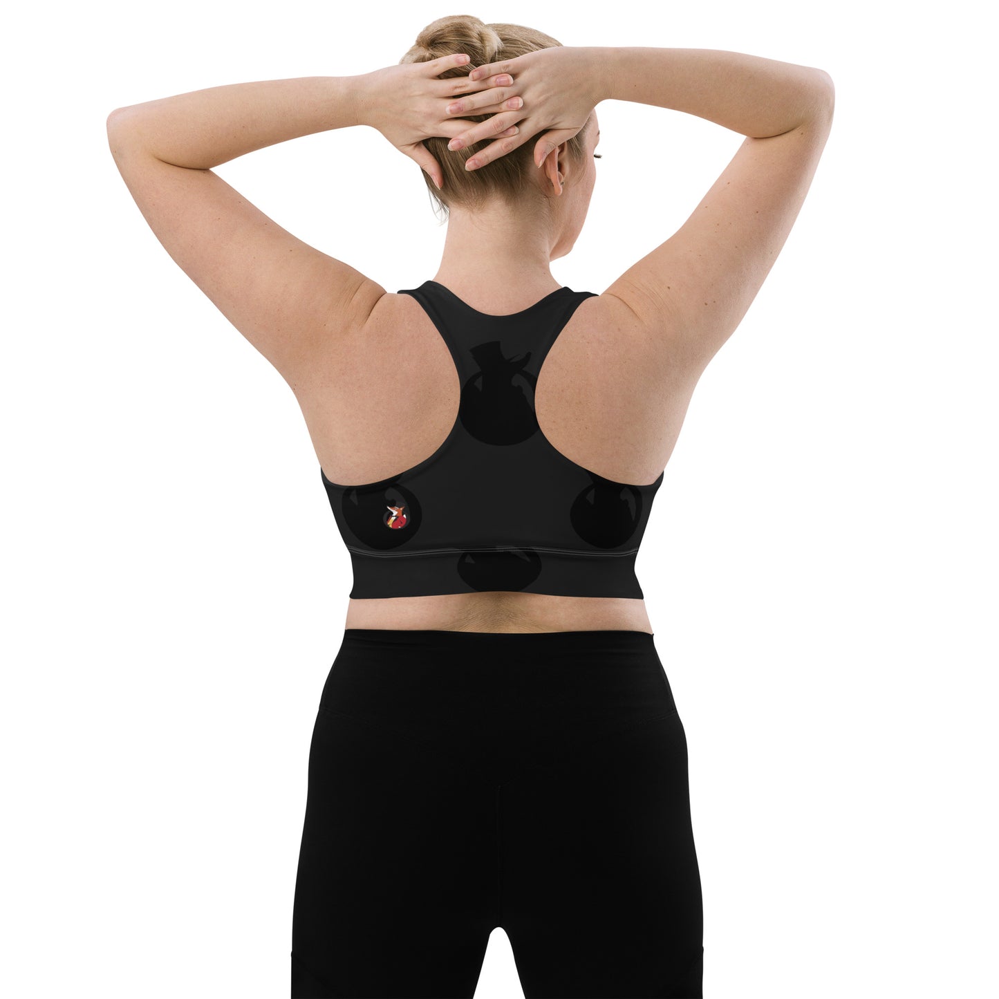 Snooty Fox Art Longline Sports Bra - SFA Logo in Black