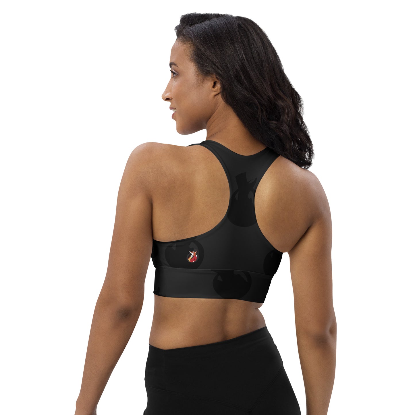 Snooty Fox Art Longline Sports Bra - SFA Logo in Black