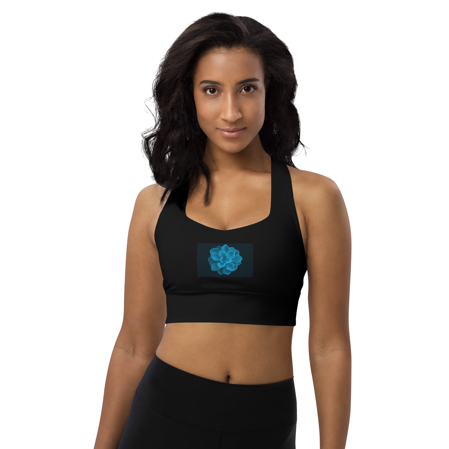 Snooty Fox Art Longline Sports Bra - Blue Aeonium