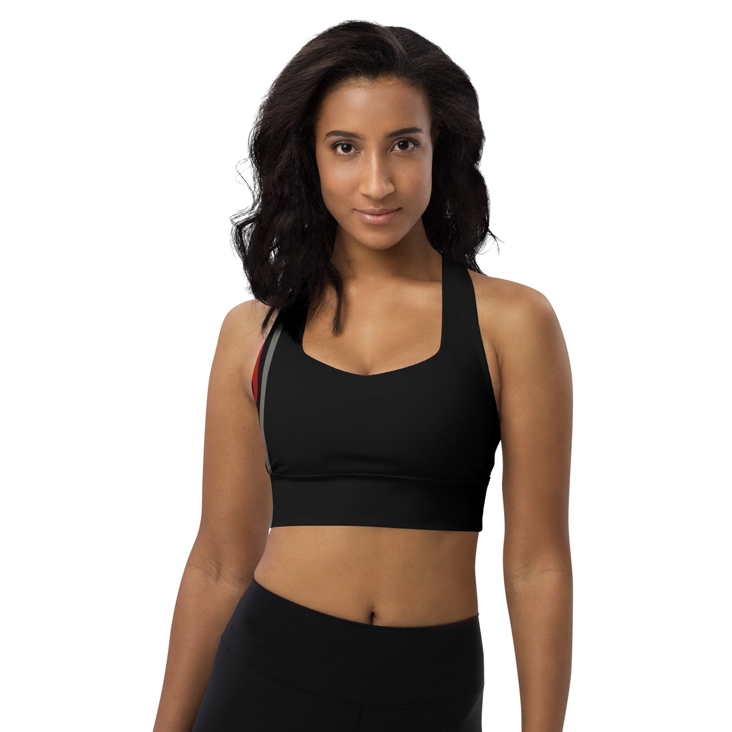 Snooty Fox Art Longline Sports Bra - Red & Gray Stripes