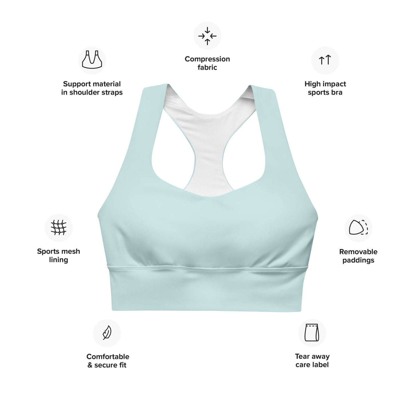Snooty Fox Art Longline Sports Bra - Skylight
