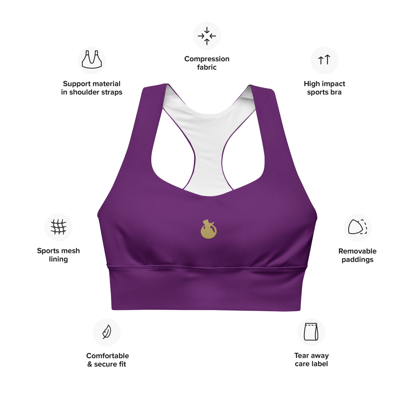 Snooty Fox Art Longline Sports Bra - San Diego Indigo Tone / Logo