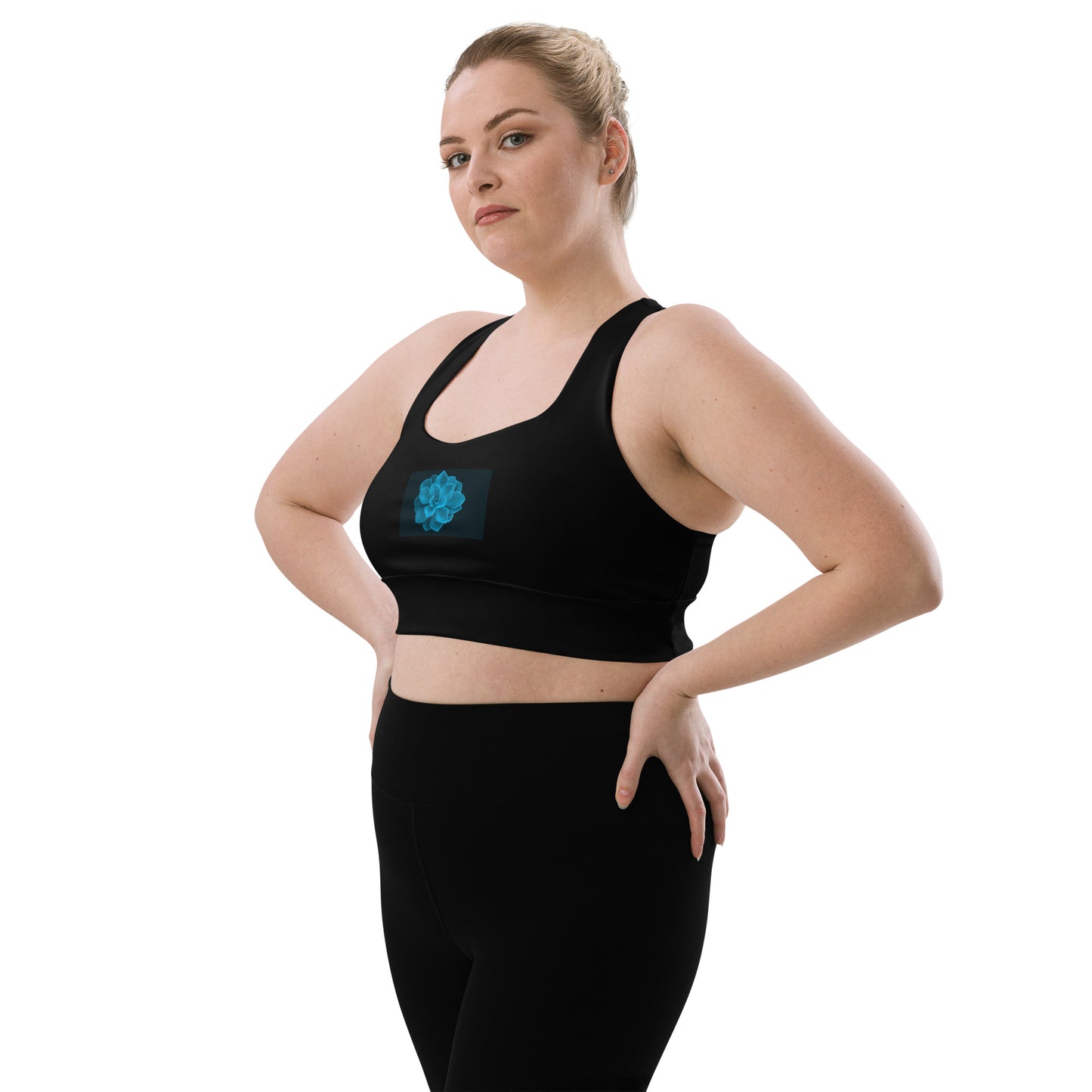 Snooty Fox Art Longline Sports Bra - Blue Aeonium