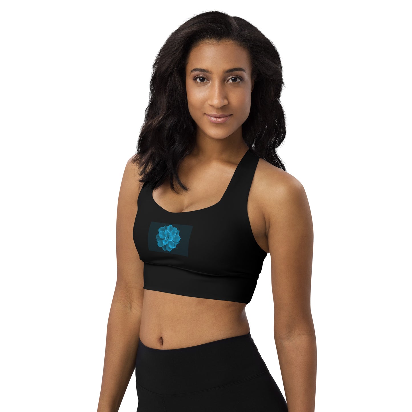 Snooty Fox Art Longline Sports Bra - Blue Aeonium