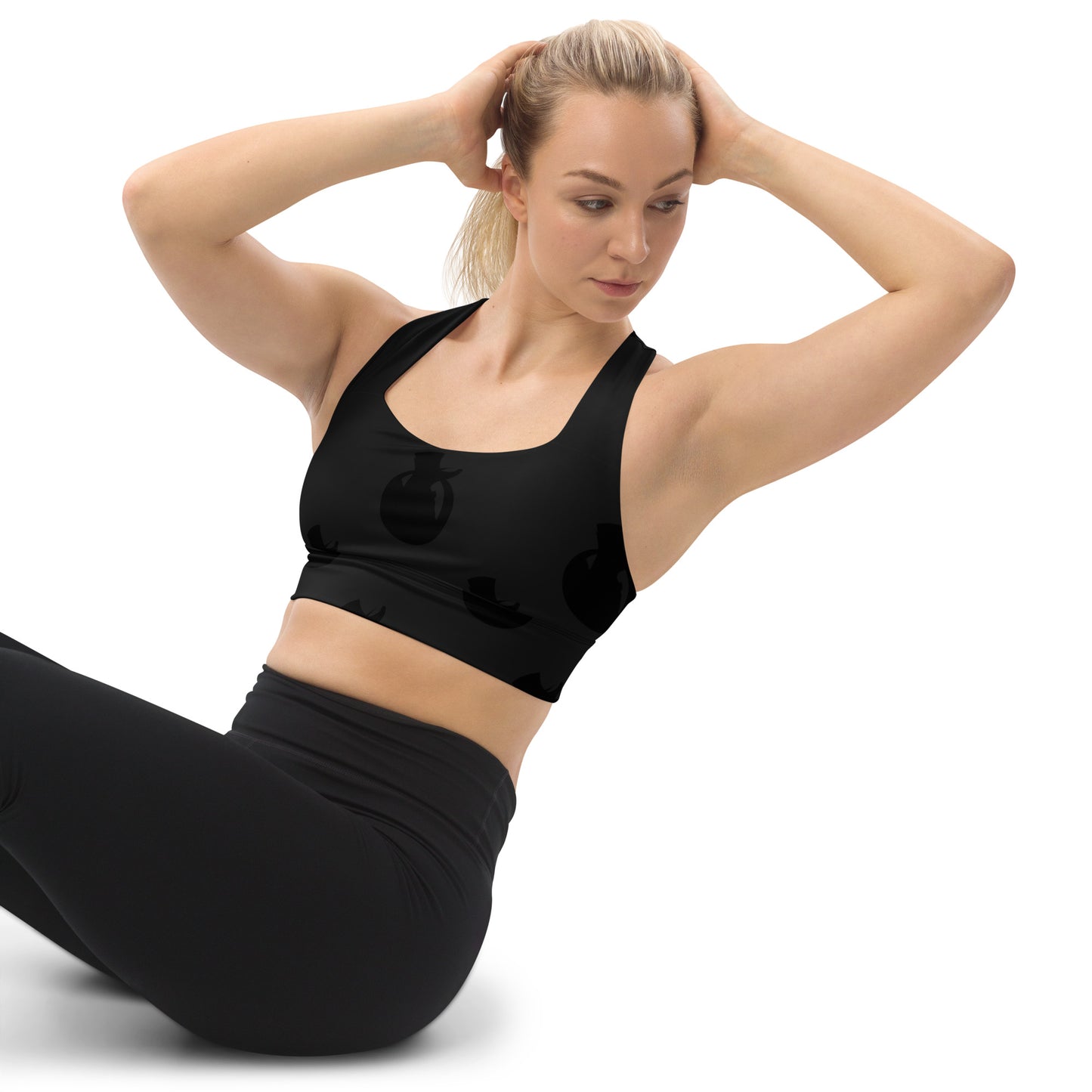 Snooty Fox Art Longline Sports Bra - SFA Logo in Black