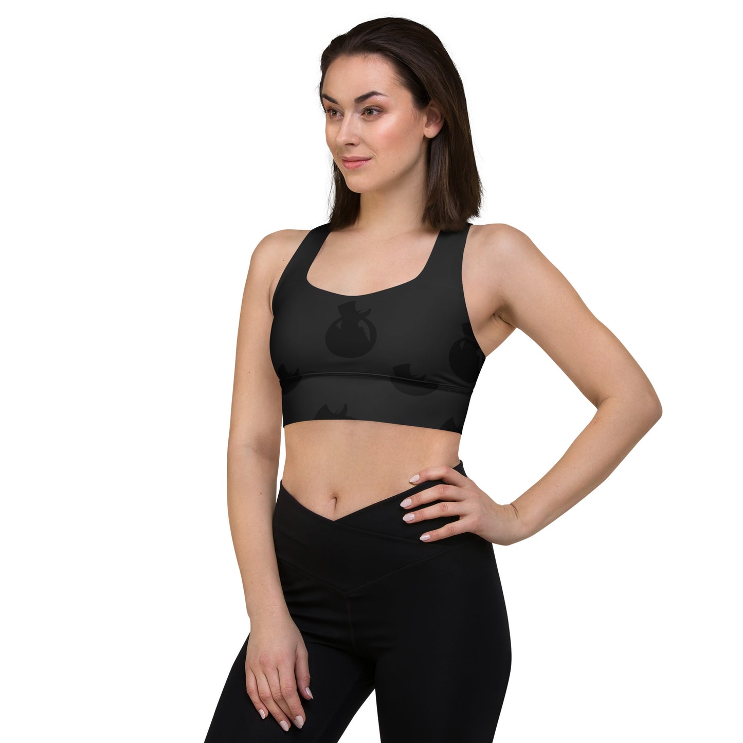 Snooty Fox Art Longline Sports Bra - SFA Logo in Black