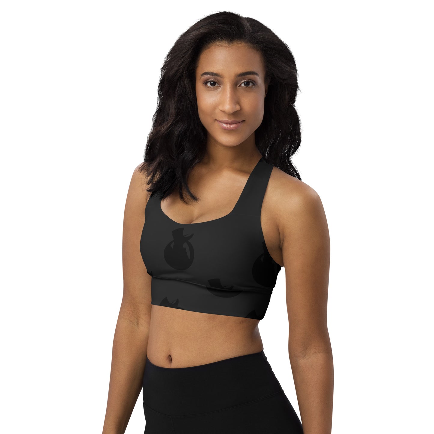 Snooty Fox Art Longline Sports Bra - SFA Logo in Black