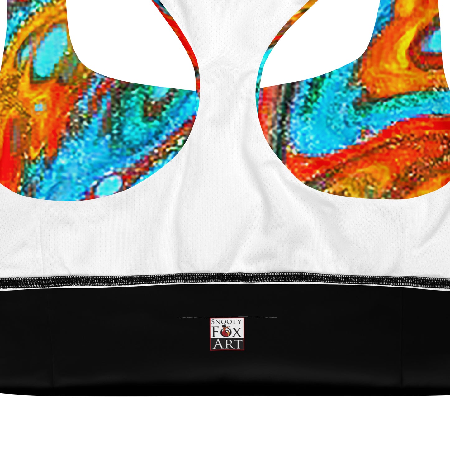 Snooty Fox Art Longline Sports Bra - Romero with Black Stripe