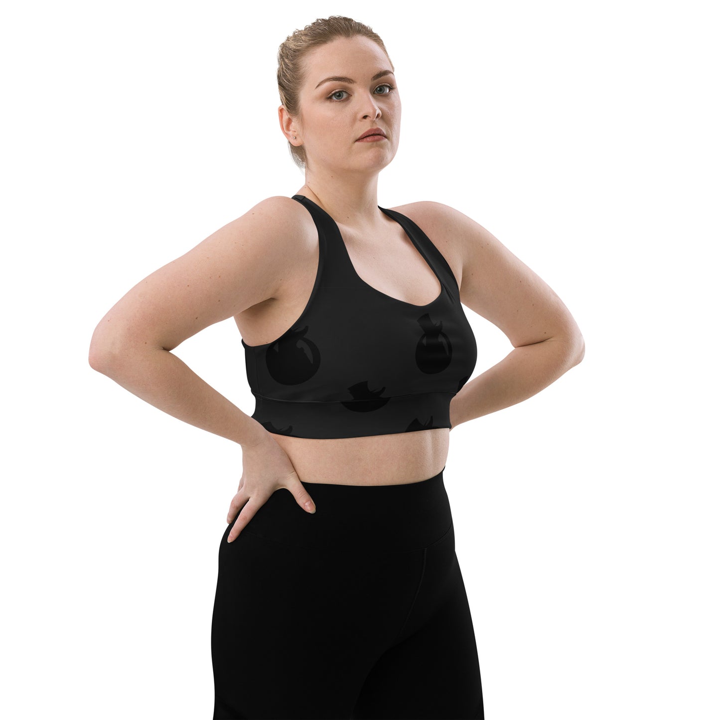 Snooty Fox Art Longline Sports Bra - SFA Logo in Black