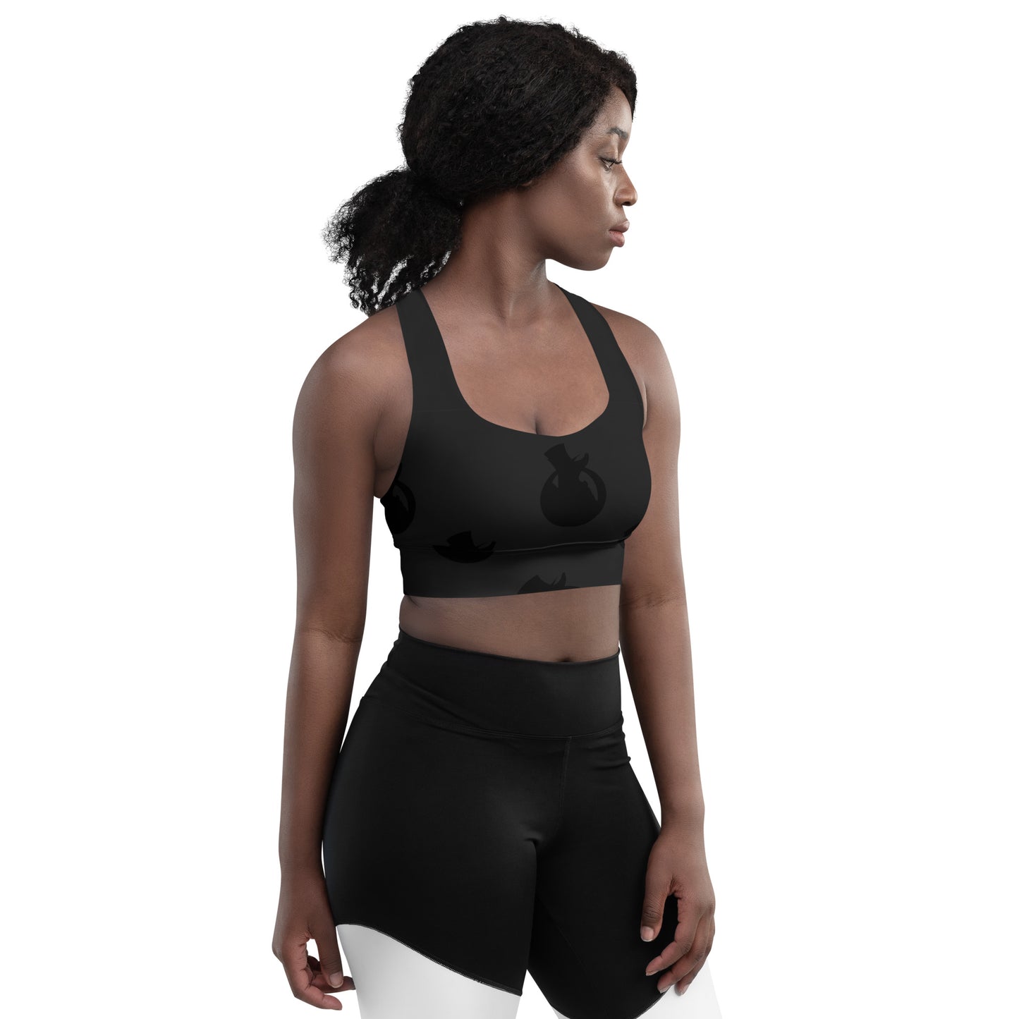 Snooty Fox Art Longline Sports Bra - SFA Logo in Black