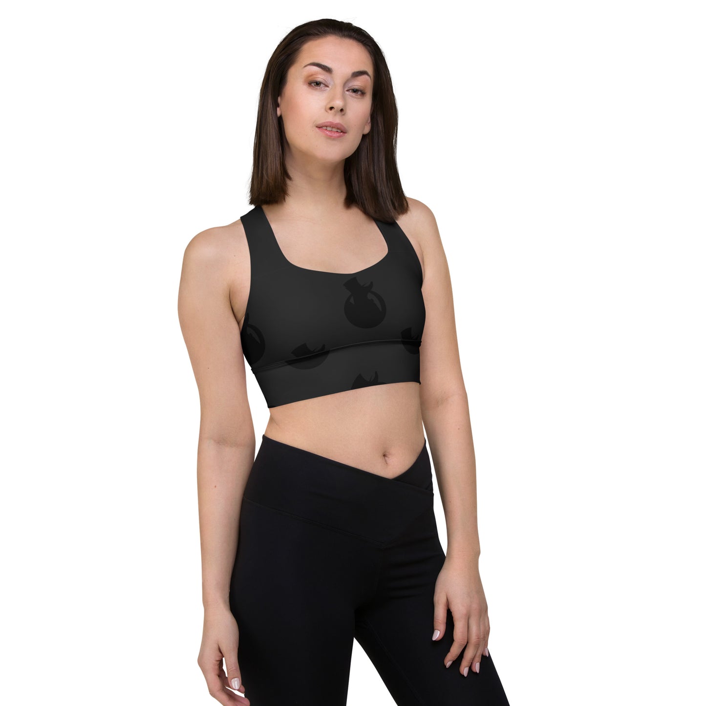Snooty Fox Art Longline Sports Bra - SFA Logo in Black