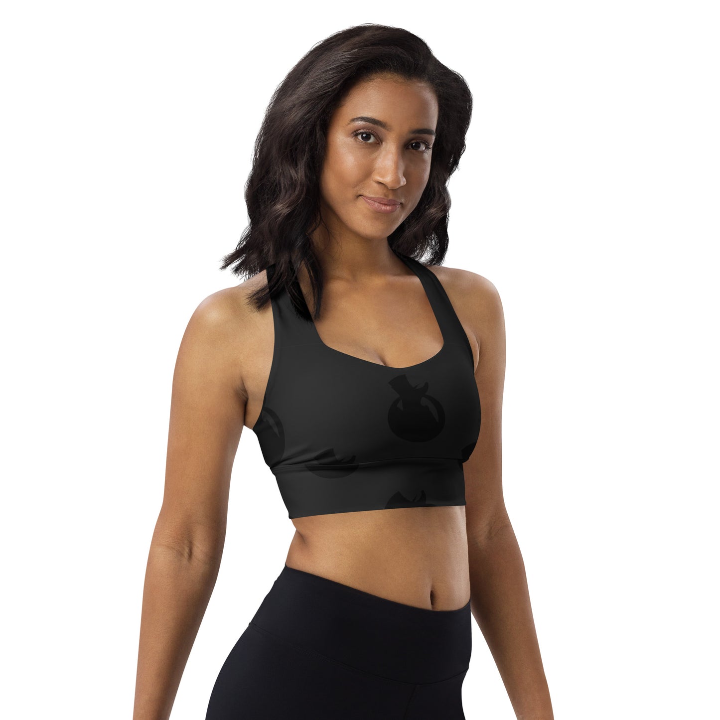 Snooty Fox Art Longline Sports Bra - SFA Logo in Black
