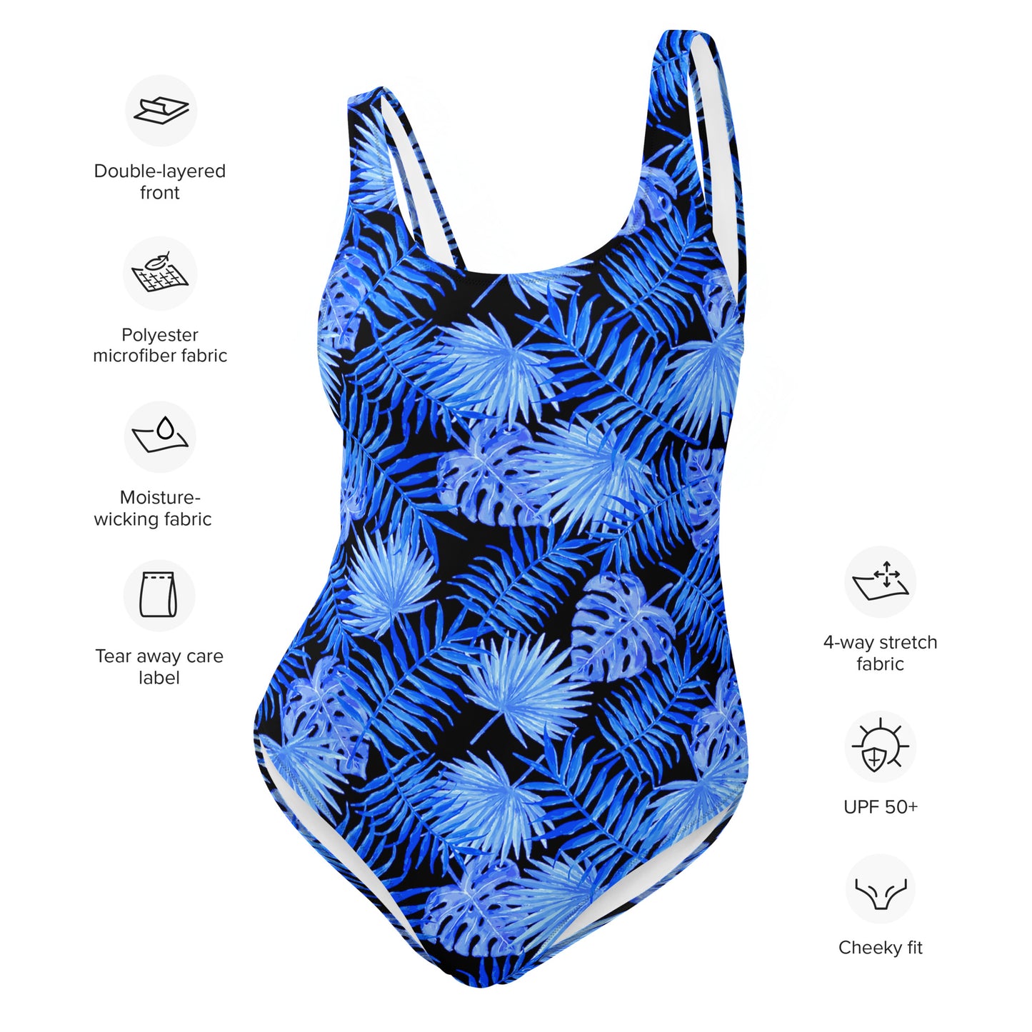Snooty Fox Art One-Piece Swimsuit - Blue Palm Pattern