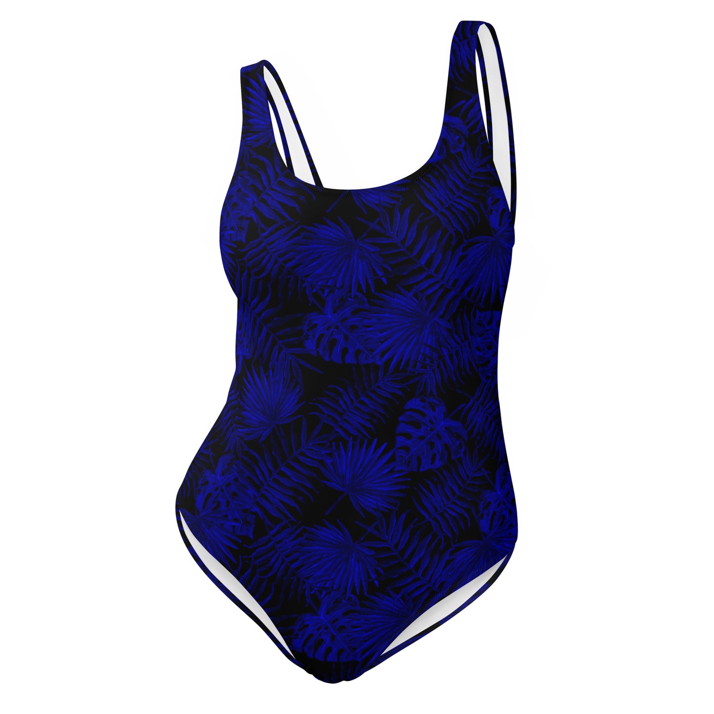 Snooty Fox Art One-Piece Swimsuit - Dark Blue Palm Pattern