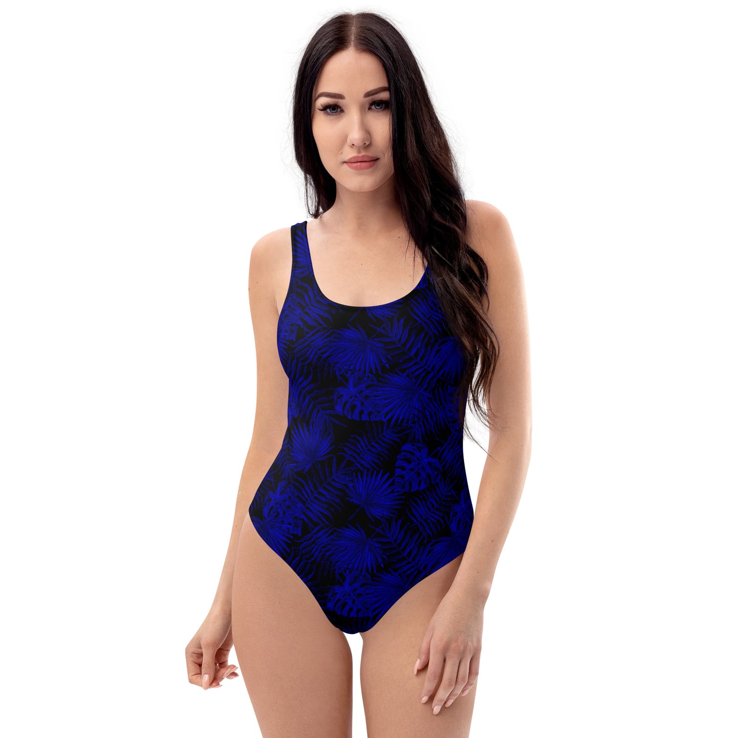 Snooty Fox Art One-Piece Swimsuit - Dark Blue Palm Pattern
