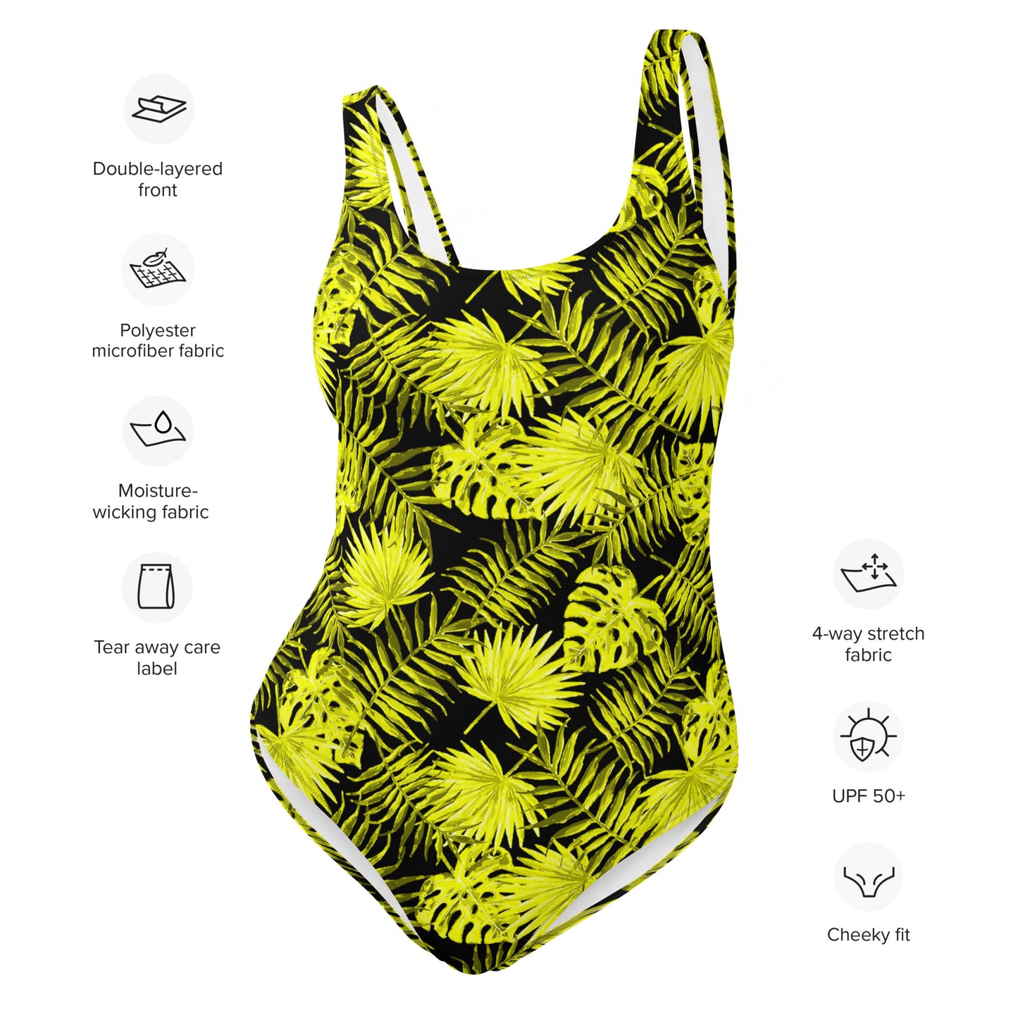 Snooty Fox Art One-Piece Swimsuit - Yellow Palm Pattern