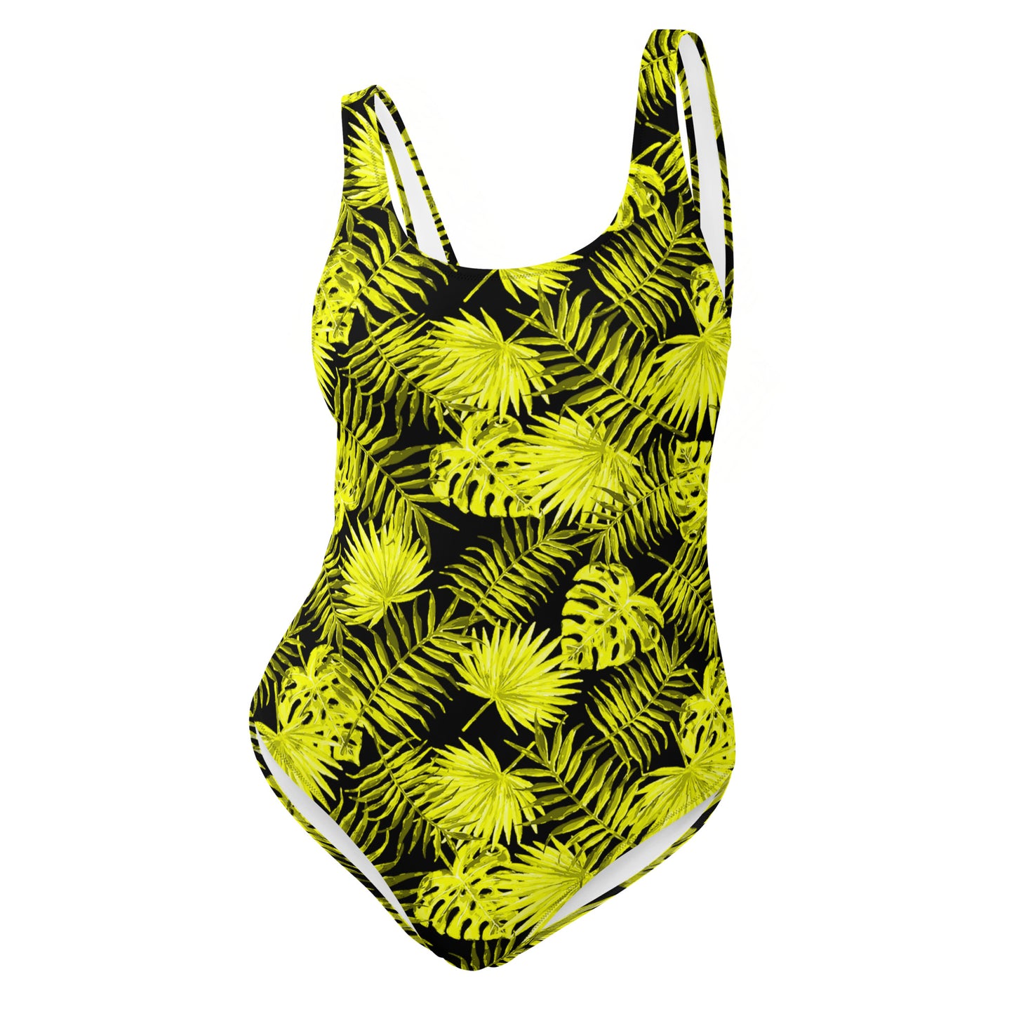 Snooty Fox Art One-Piece Swimsuit - Yellow Palm Pattern