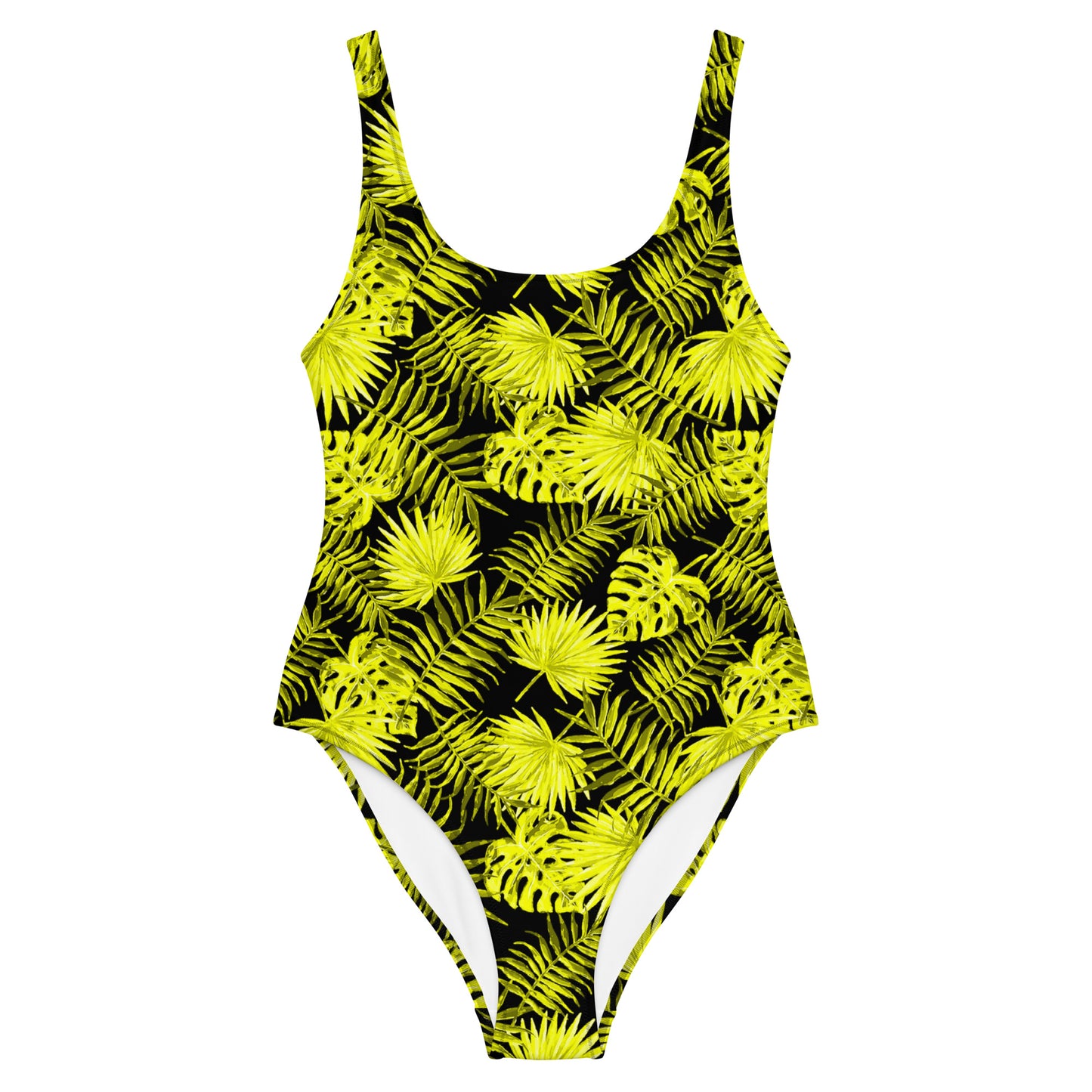 Snooty Fox Art One-Piece Swimsuit - Yellow Palm Pattern