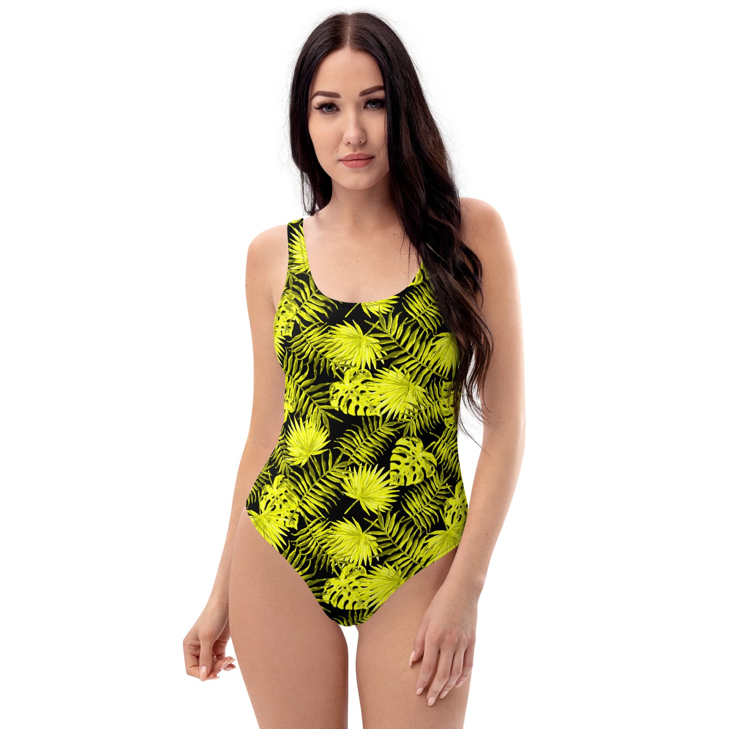 Snooty Fox Art One-Piece Swimsuit - Yellow Palm Pattern