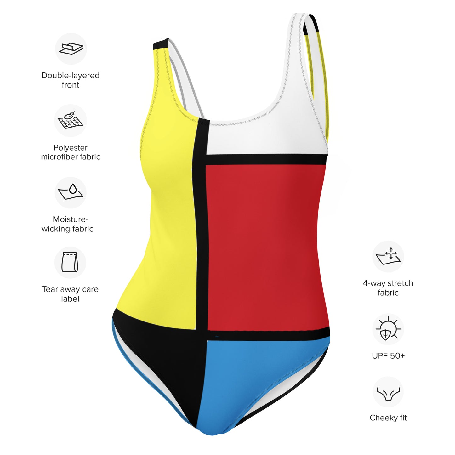 Snooty Fox Art One-Piece Swimsuit - Mondrian Homage