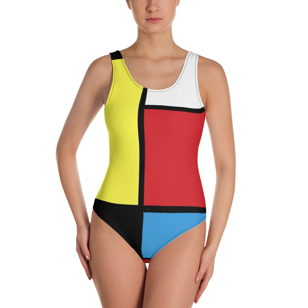 Snooty Fox Art One-Piece Swimsuit - Mondrian Homage