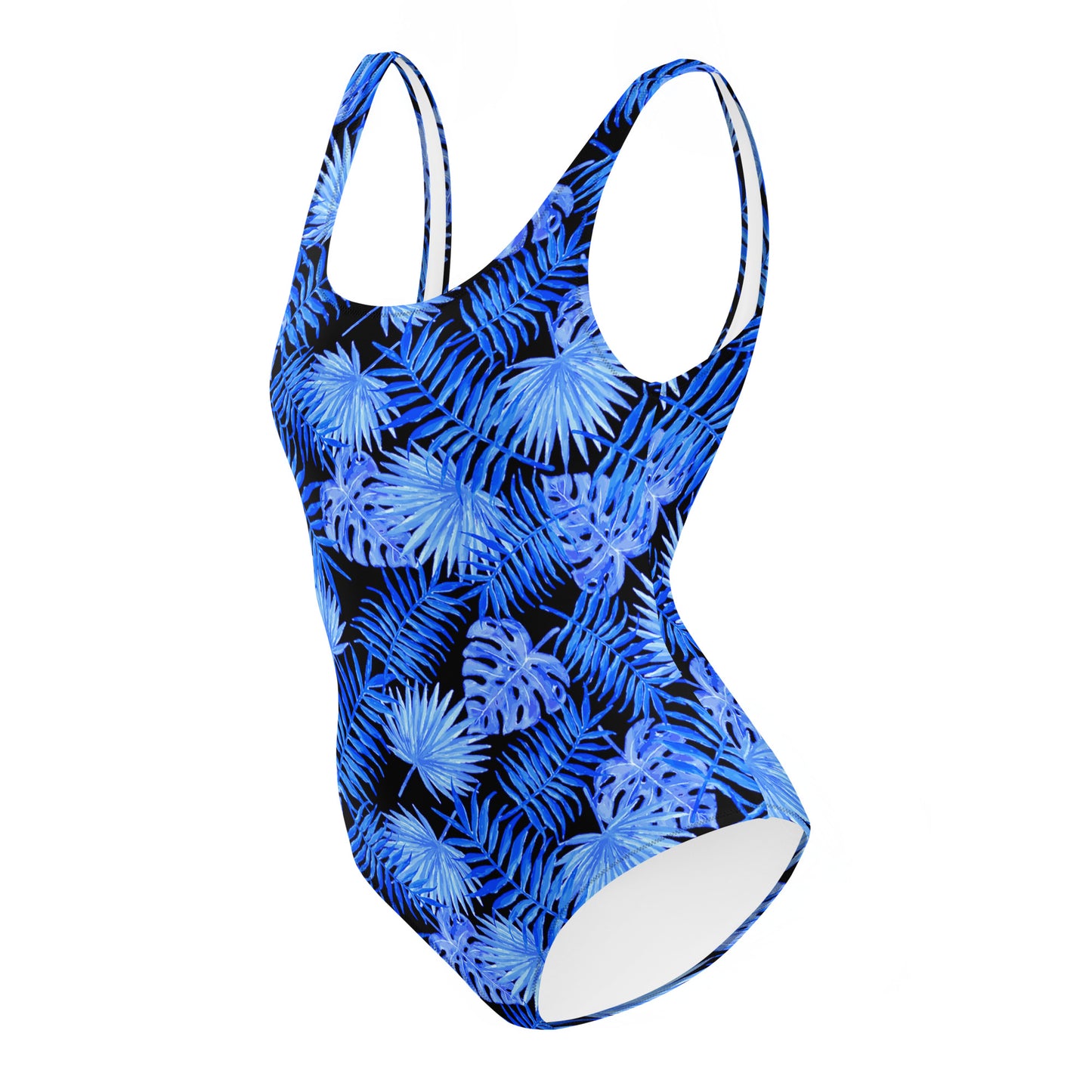 Snooty Fox Art One-Piece Swimsuit - Blue Palm Pattern