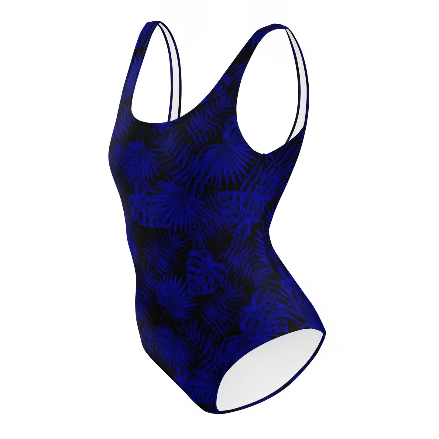 Snooty Fox Art One-Piece Swimsuit - Dark Blue Palm Pattern