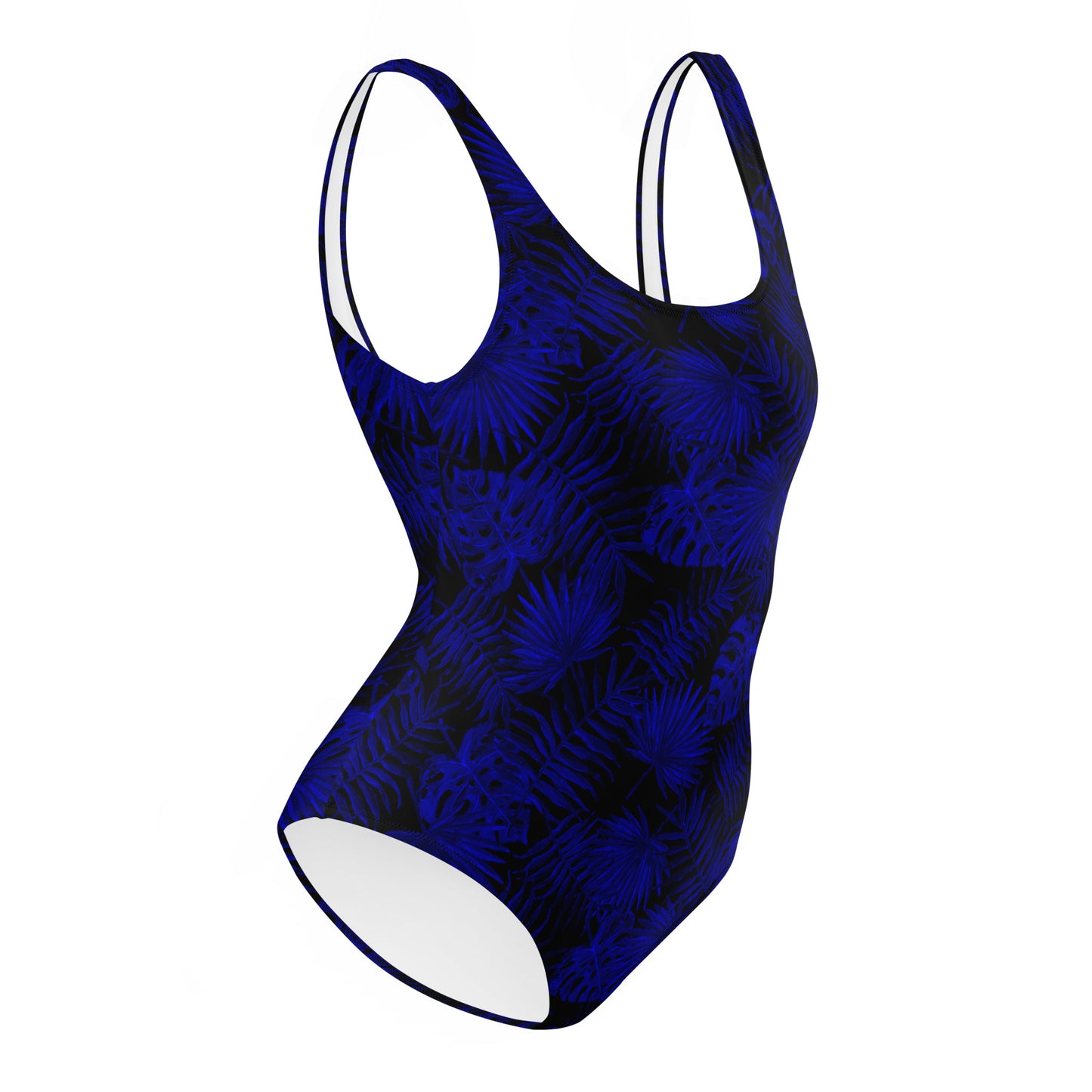 Snooty Fox Art One-Piece Swimsuit - Dark Blue Palm Pattern